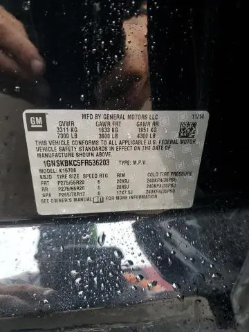 2015 CHEVROLET TAHOE K1500 LT  