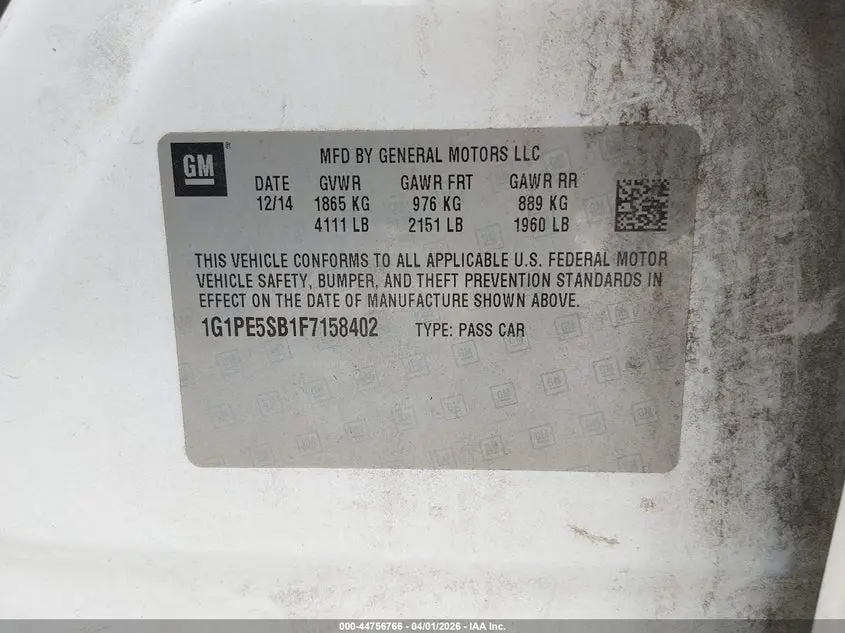 2015 CHEVROLET CRUZE 2LT AUTO