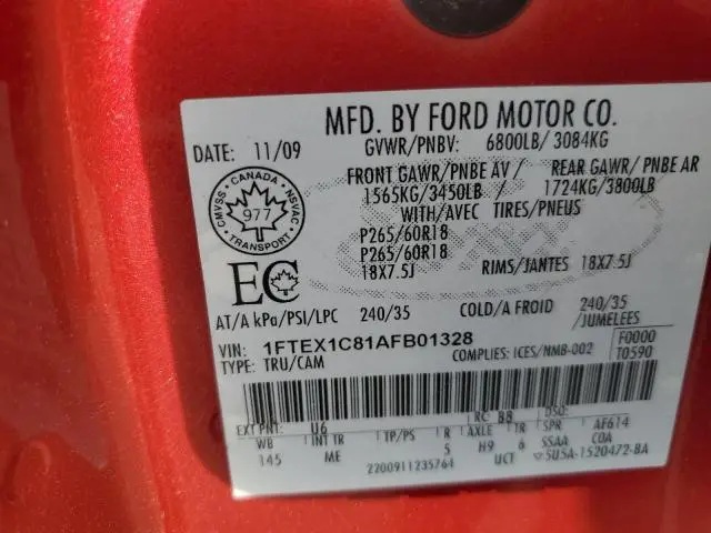 2010 FORD F150 SUPER CAB  