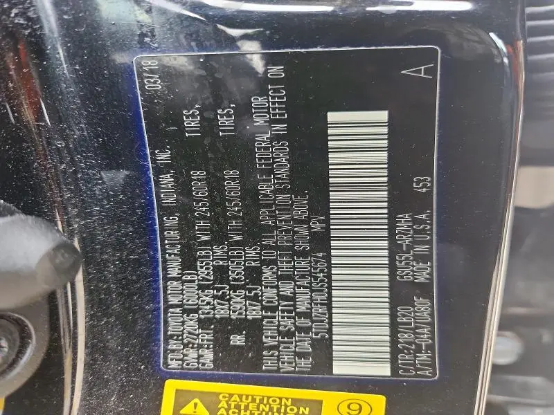 2018 TOYOTA HIGHLANDER XLE  