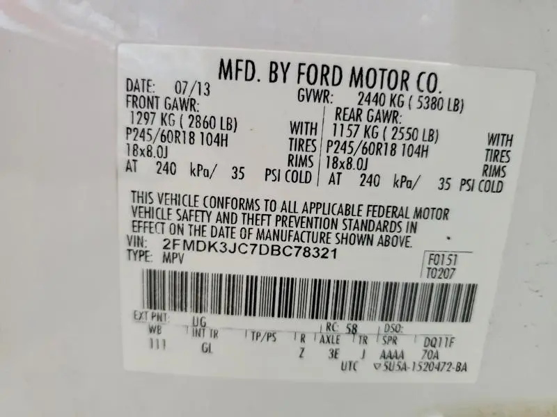 2013 FORD EDGE SEL  