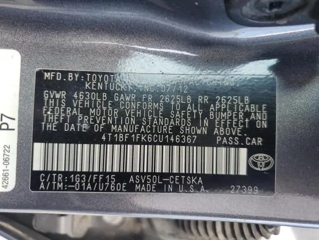 2012 TOYOTA CAMRY BASE  