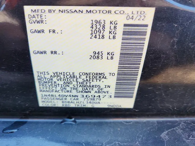 2022 NISSAN ALTIMA   