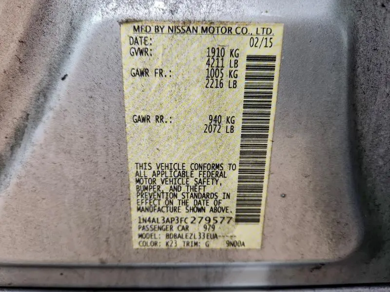 2015 NISSAN ALTIMA 2.5  