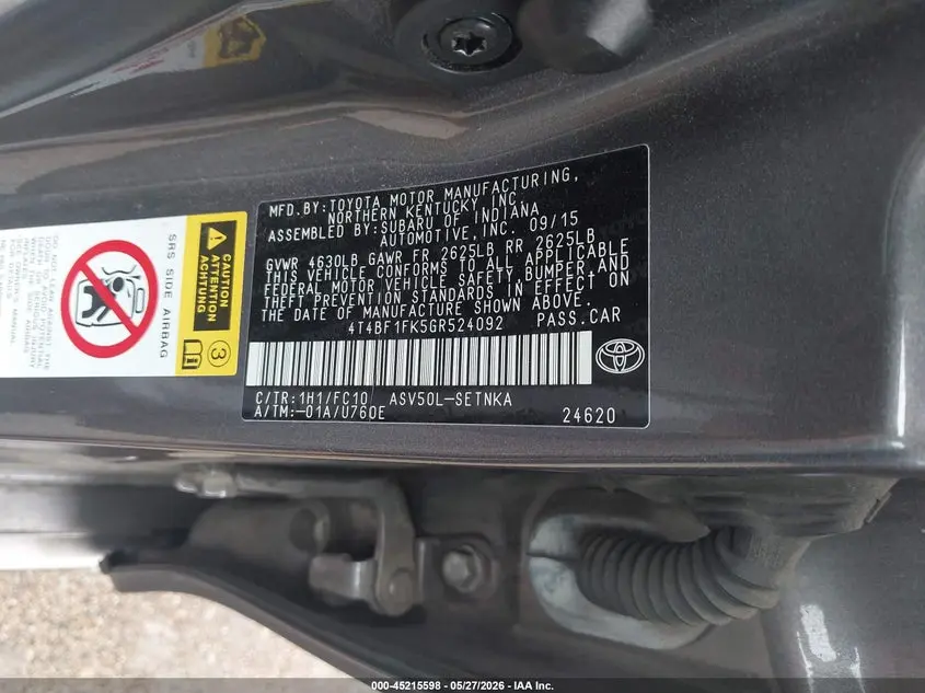 2016 TOYOTA CAMRY LE