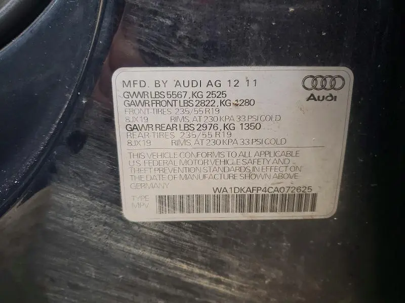 2012 AUDI Q5 PREMIUM PLUS  