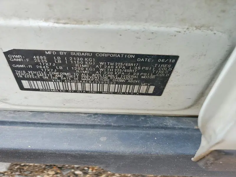 2018 SUBARU OUTBACK 2.5I  