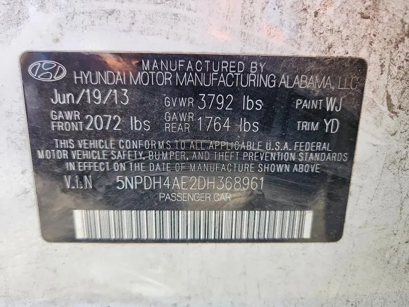 2013 HYUNDAI ELANTRA GLS  