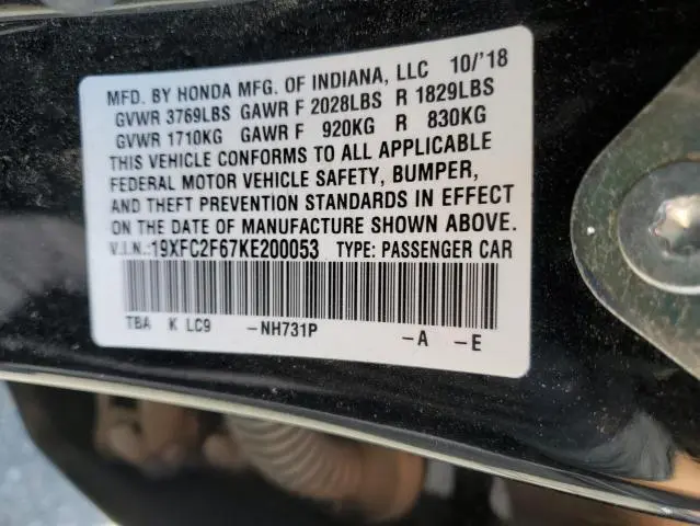2019 HONDA CIVIC LX  