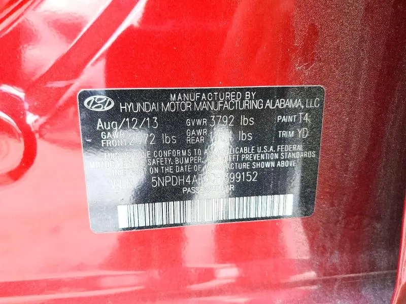2013 HYUNDAI ELANTRA LIMITED  