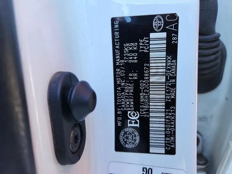 2018 TOYOTA COROLLA L  