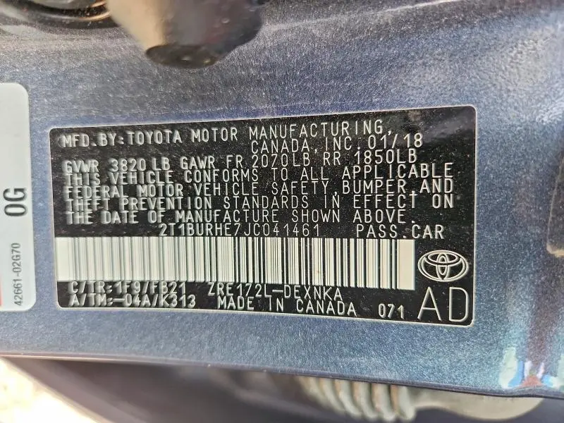 2018 TOYOTA COROLLA LE  