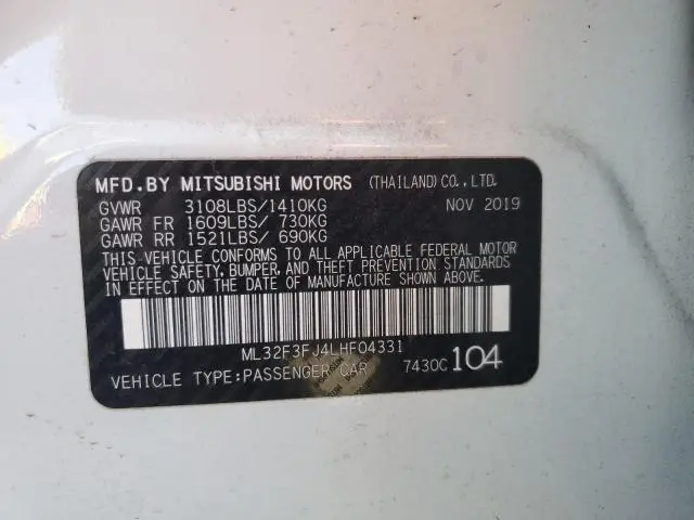 2020 MITSUBISHI MIRAGE G4 ES  