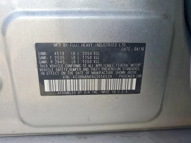 2016 SUBARU LEGACY 2.5I LIMITED  