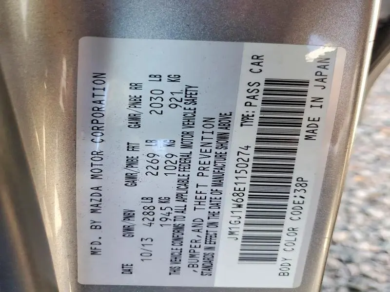 2014 MAZDA 6 GRAND TOURING  