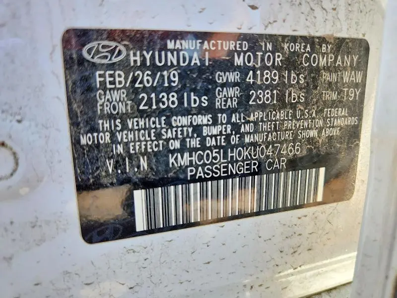 2019 HYUNDAI IONIQ LIMITED  