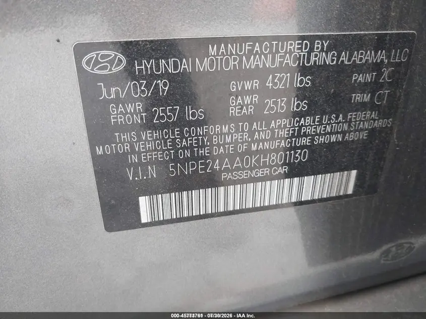 2019 HYUNDAI SONATA ECO