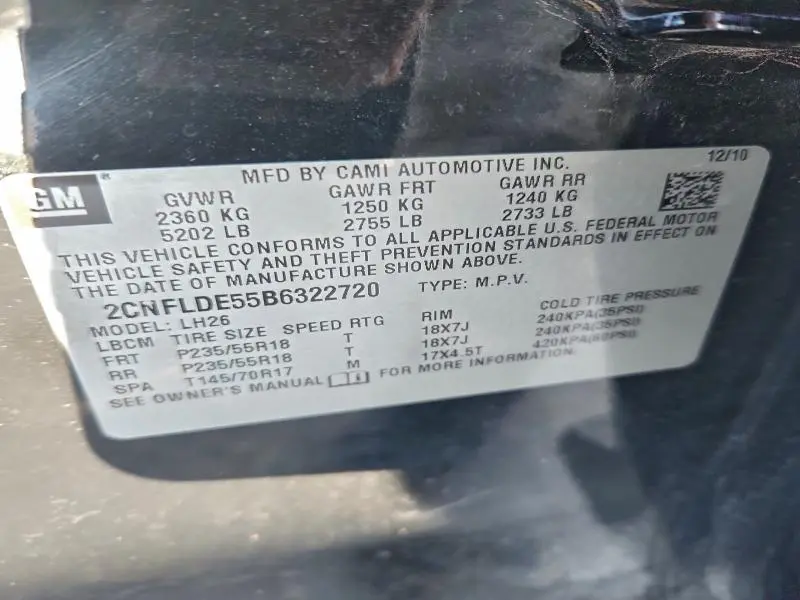 2011 CHEVROLET EQUINOX LT  