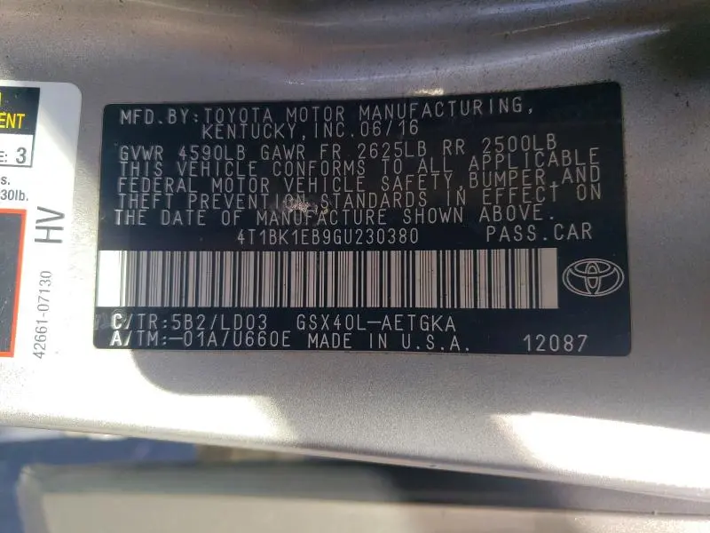 2016 TOYOTA AVALON XLE  