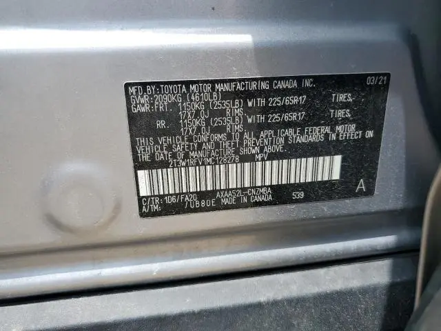 2021 TOYOTA RAV4 XLE  