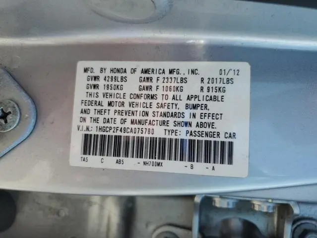 2012 HONDA ACCORD   
