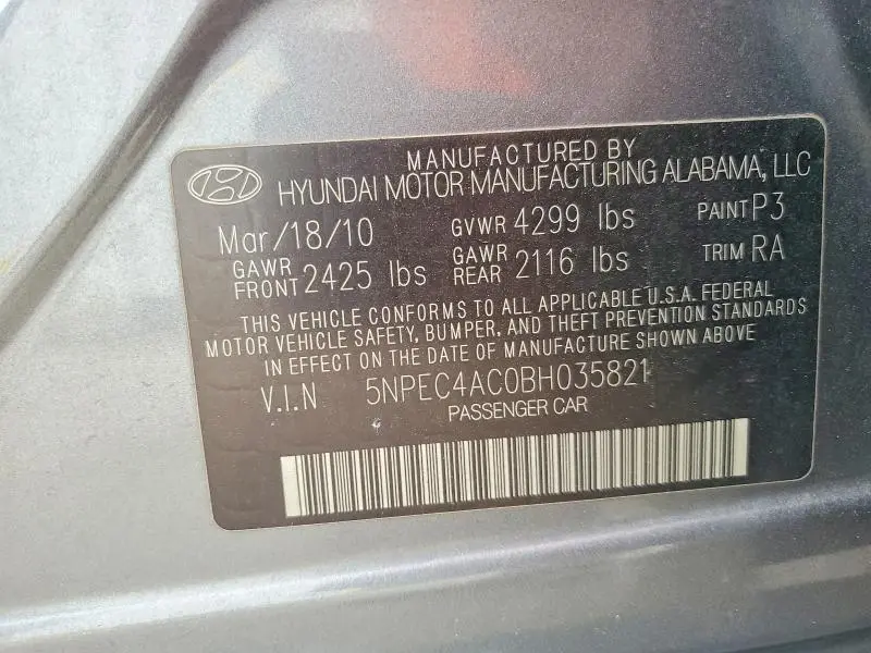 2011 HYUNDAI SONATA SE  
