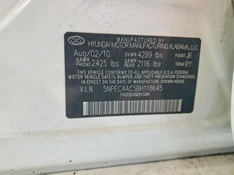 2011 HYUNDAI SONATA LIMITED  