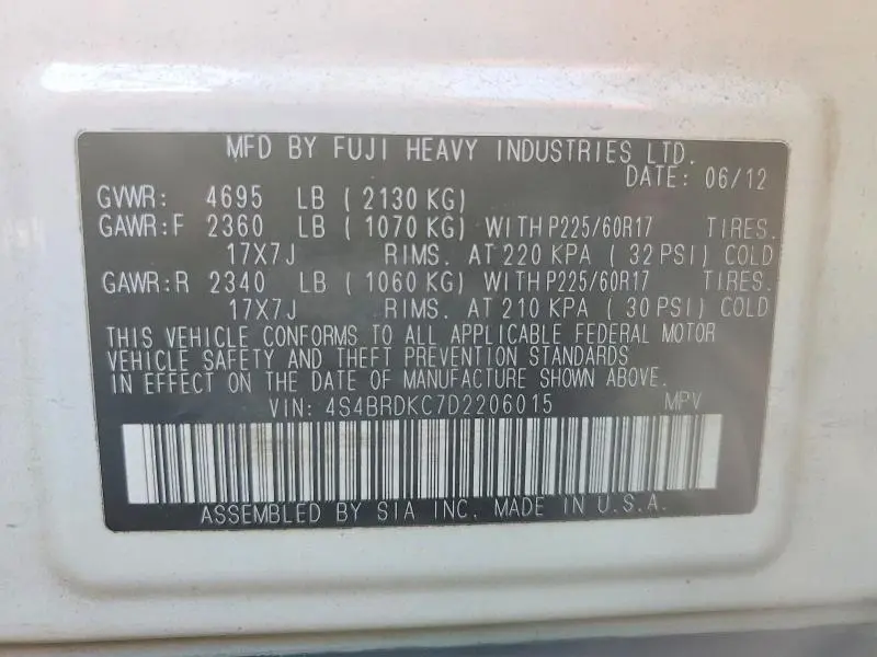 2013 SUBARU OUTBACK 3.6R LIMITED  