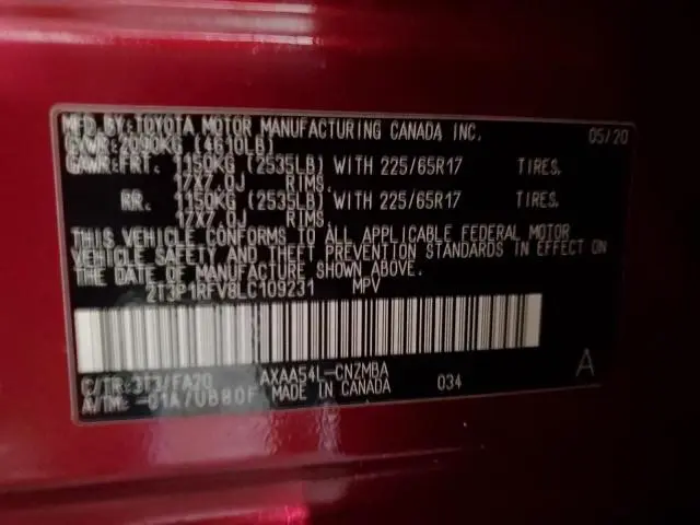 2020 TOYOTA RAV4 XLE  