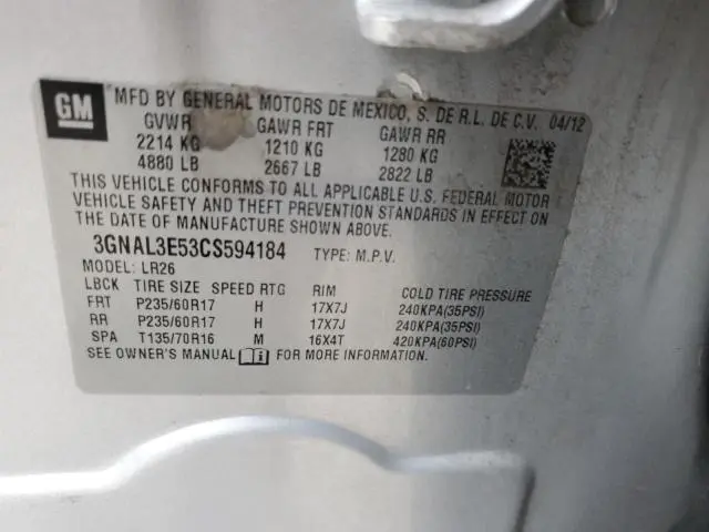 2012 CHEVROLET CAPTIVA SPORT  