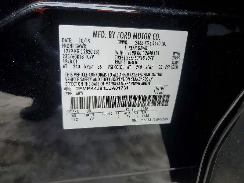 2020 FORD EDGE SEL  