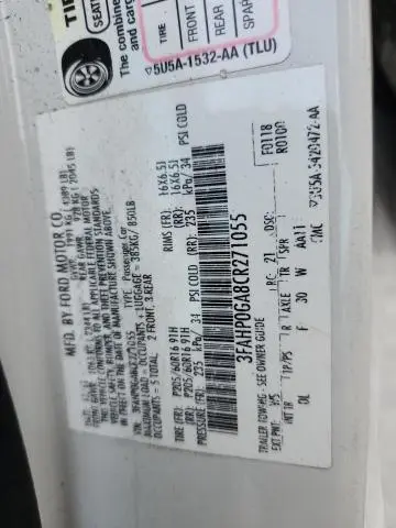 2012 FORD FUSION S  