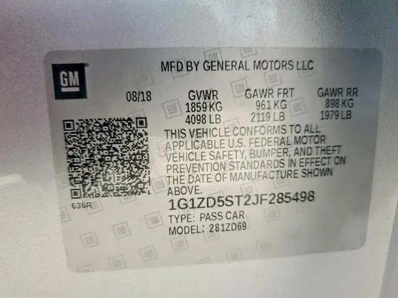 2018 CHEVROLET MALIBU LT  