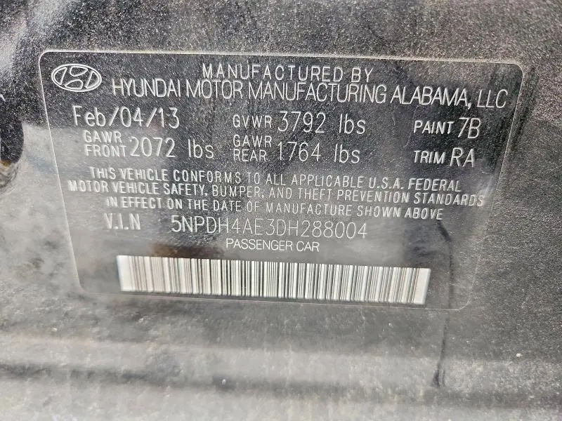 2013 HYUNDAI ELANTRA GLS  