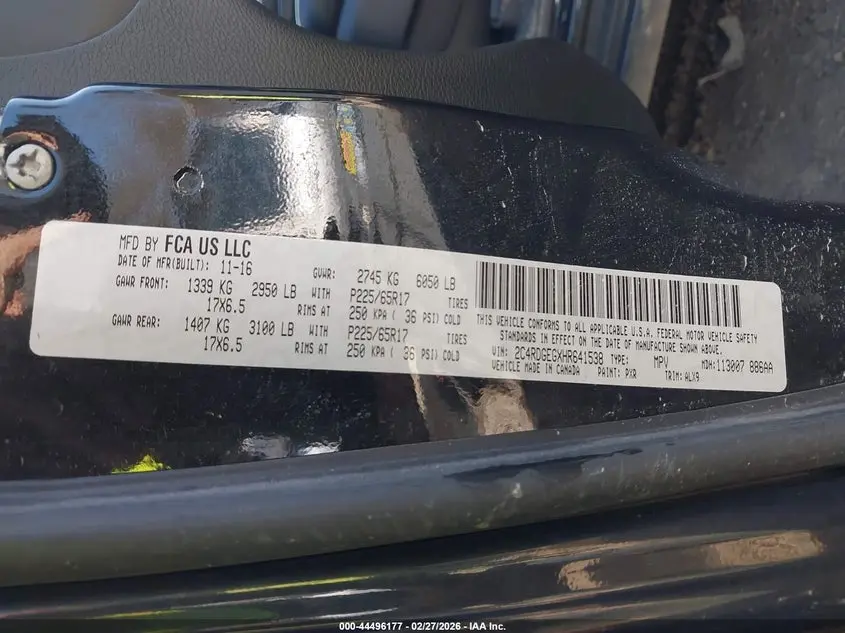 2017 DODGE GRAND CARAVAN GT