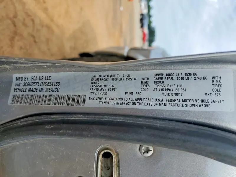 2021 RAM 2500 LARAMIE  