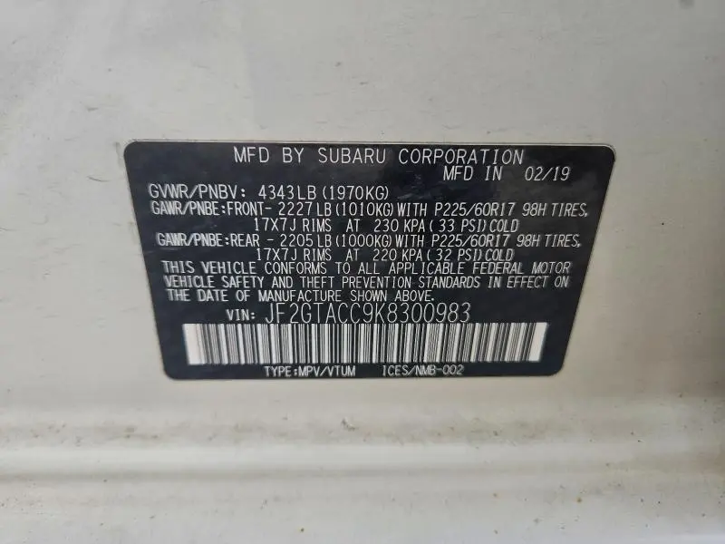 2019 SUBARU CROSSTREK PREMIUM  