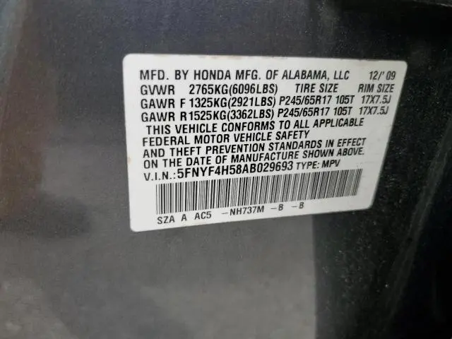 2010 HONDA PILOT EXL  