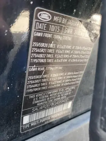 2016 LAND ROVER RANGE ROVER SPORT SC  