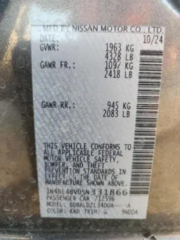 2025 NISSAN ALTIMA S  