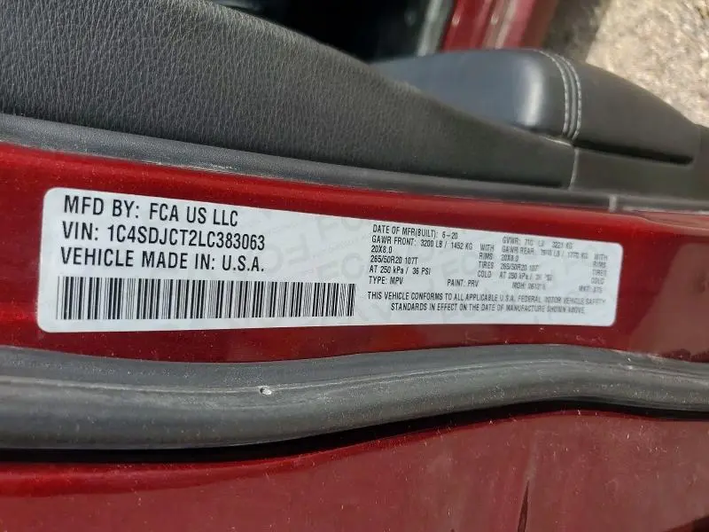 2020 DODGE DURANGO R  