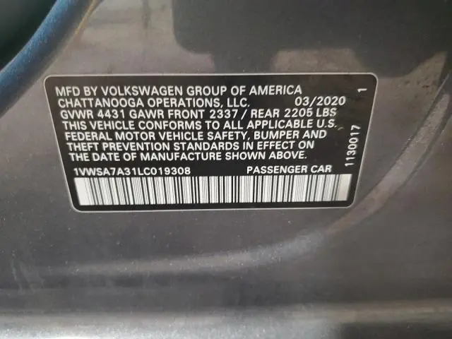 2020 VOLKSWAGEN PASSAT SE  