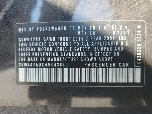 2017 VOLKSWAGEN GTI S/SE  