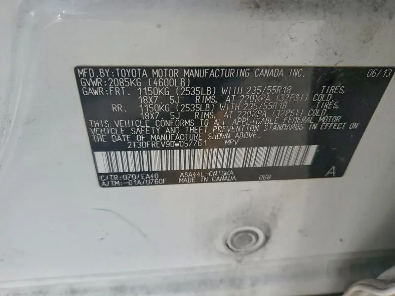 2013 TOYOTA RAV4 LIMITED  