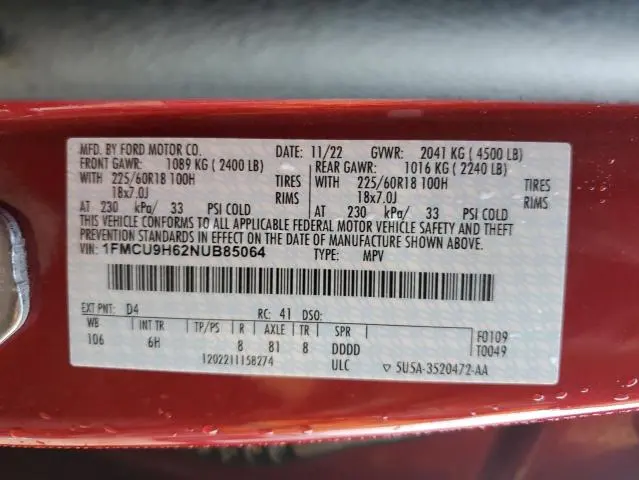 2022 FORD ESCAPE SEL  