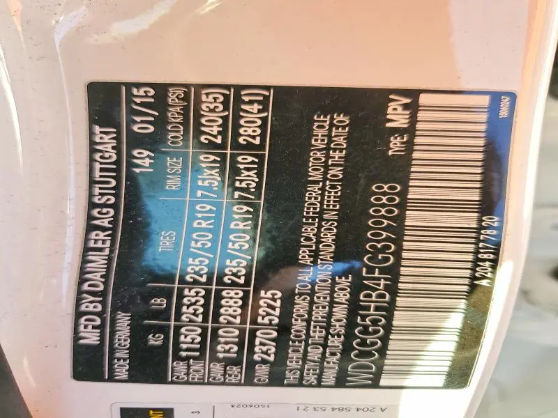 2015 MERCEDES-BENZ GLK 350  