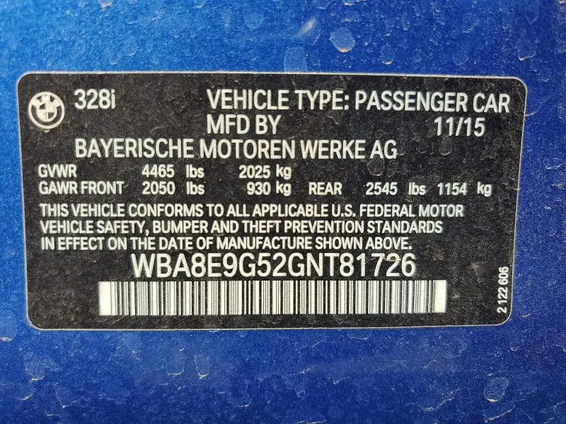 2016 BMW 328 I SULEV  