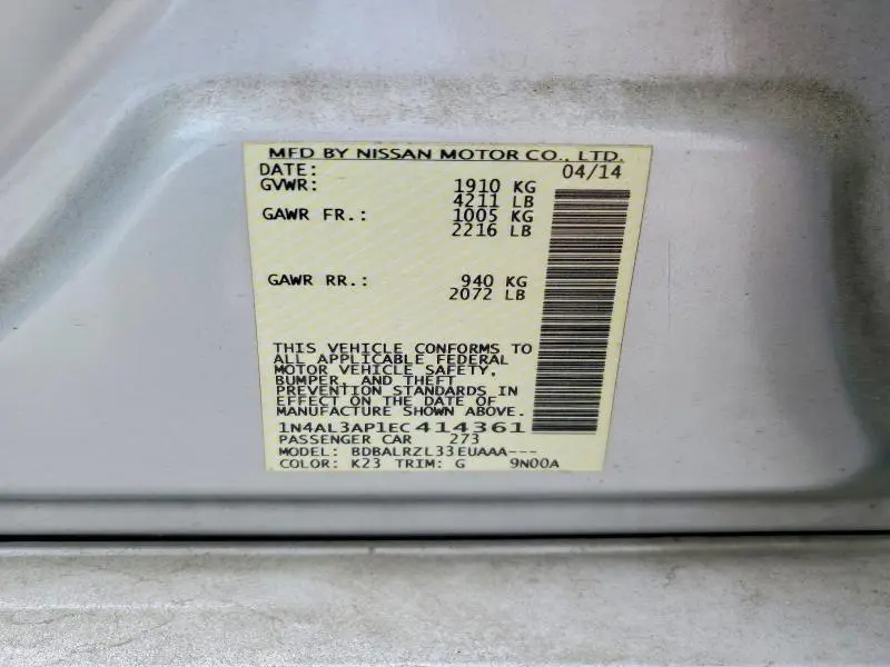 2014 NISSAN ALTIMA 2.5  