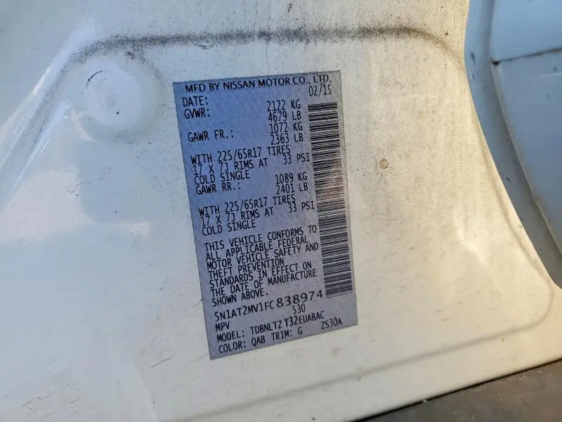 2015 NISSAN ROGUE SV  