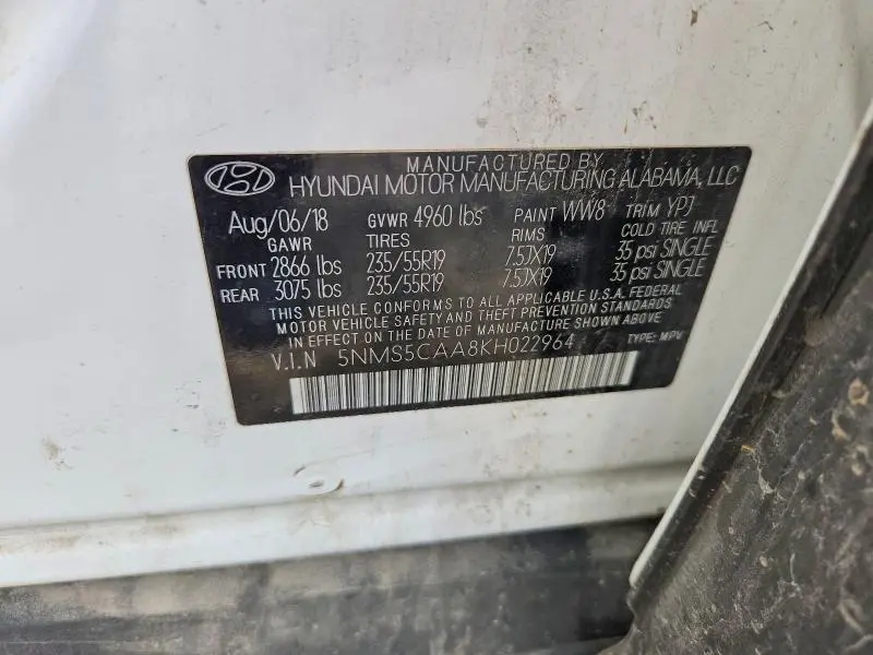 2019 HYUNDAI SANTA FE LIMITED 2.0T  